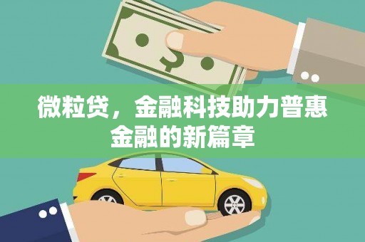 鹿城微粒贷，金融科技助力普惠金融的新篇章