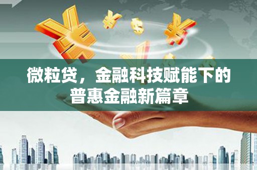 鹿城微粒贷，金融科技赋能下的普惠金融新篇章
