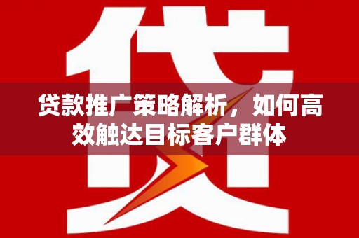 鹿城贷款推广策略解析，如何高效触达目标客户群体