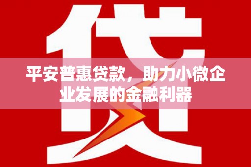 鹿城平安普惠贷款，助力小微企业发展的金融利器
