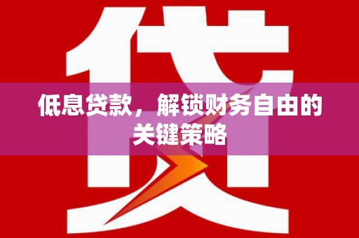 鹿城低息贷款，解锁财务自由的关键策略