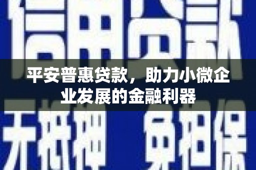 鹿城平安普惠贷款，助力小微企业发展的金融利器